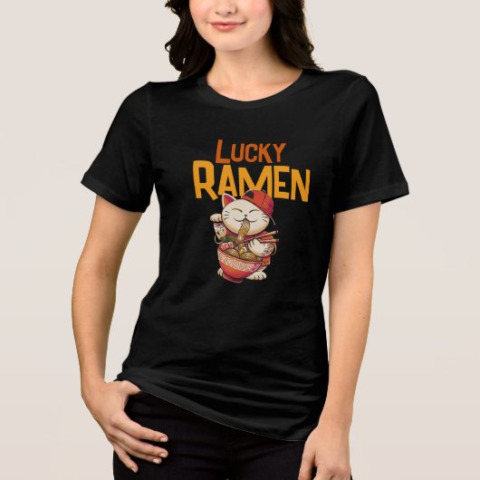 Glückliche Ramen-Katze Tri-Blend Shirt (Vorderseite)