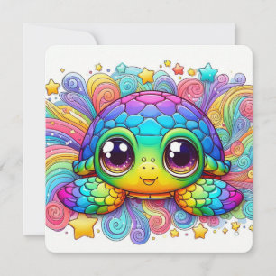 Glückliche Regenbogen-Schildkröte Flachkarte
