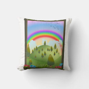 Glückliche Regenbogenlandschaft Kissen