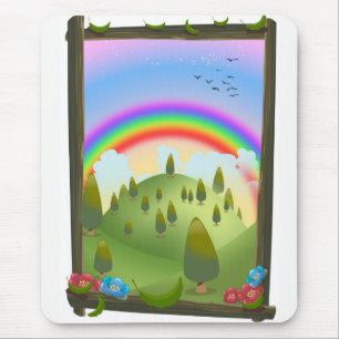 Glückliche Regenbogenlandschaft Mousepad