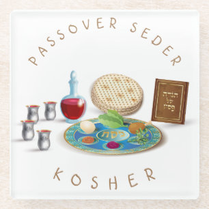 Glückliche reine Pesach Platte des Glasuntersetzer