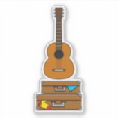Glückliche Reise mit Gepäck und Gitarre Aufkleber (Vorderseite)