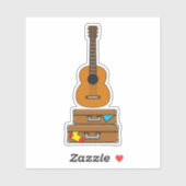 Glückliche Reise mit Gepäck und Gitarre Aufkleber (Blatt)
