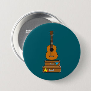 Glückliche Reise mit Gepäck und Gitarre Button
