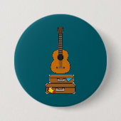Glückliche Reise mit Gepäck und Gitarre Button (Vorderseite)