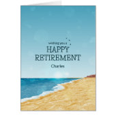 Glückliche Rentenkarte mit Strand (Vorne)