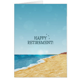 Glückliche Rentenkarte mit Strand, Meer und blauem