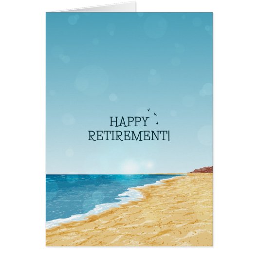 Glückliche Rentenkarte mit Strand, Meer und blauem (Vorne)