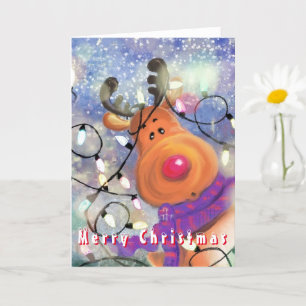 Glückliche Rentier-Weihnachtskarte Karte