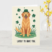 Glückliche Retriever St. Patricks Karte (Gelbe Blume)