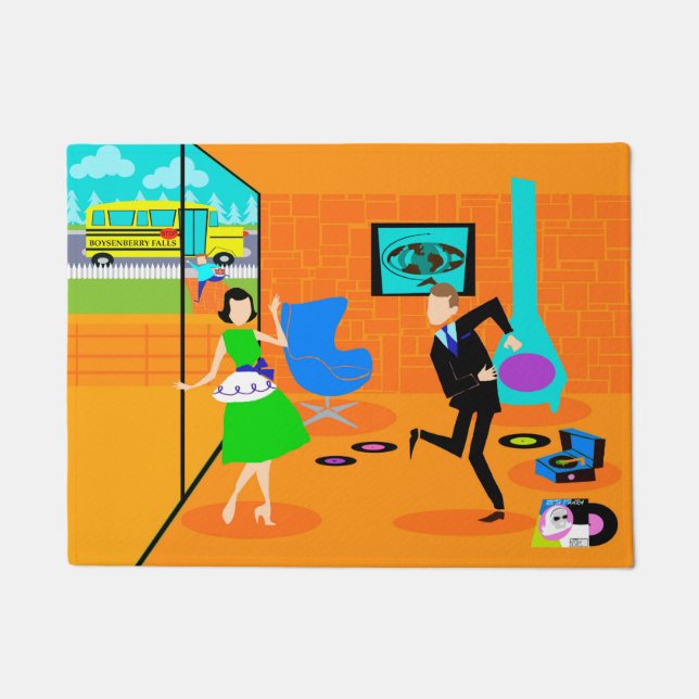 Glückliche Retro Eltern-Tür-Matte Fußmatte (Vorderseite)