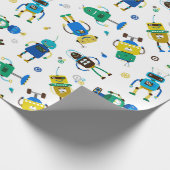 Glückliche Roboter Geschenkpapier (Ecke)