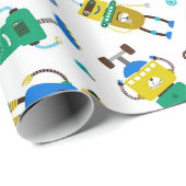 Glückliche Roboter Geschenkpapier (Rolleneckpunkt)