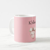 Glückliche rosa Erdbeere Kaffeetasse (Vorderseite Links)
