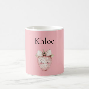 Glückliche rosa Erdbeere Kaffeetasse