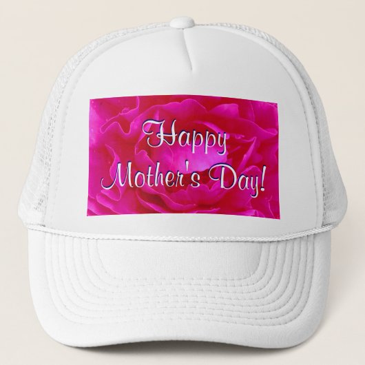 Glückliche Rosa-Rose der Mutter Tages Truckerkappe (Vorderseite)