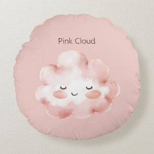Glückliche Rosa Wolke Wimpern Rundes Kissen