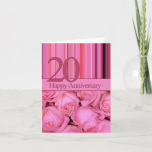 Glückliche Rose zum 20. Jahrestag Karte