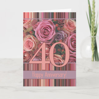 Glückliche Rose zum 40. Jubiläum Karte