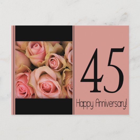 Glückliche Rose zum 45. Jahrestag Postkarte (Vorderseite)
