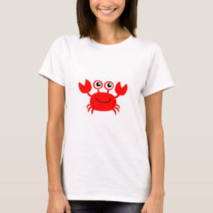 Glückliche rote Cartoon-Krabbe T-Shirt