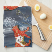 Glückliche rote Katzen Küchentuch (Viertel Falte)