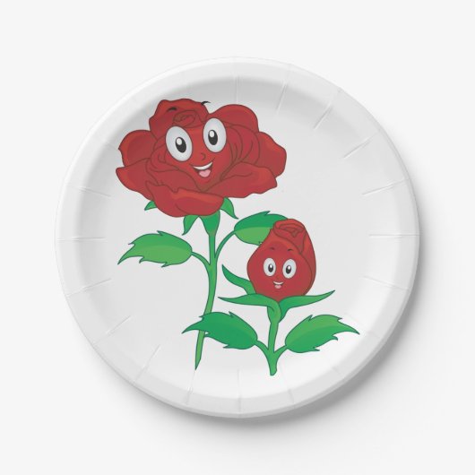 Glückliche Rote Rosen Pappteller (Vorderseite)