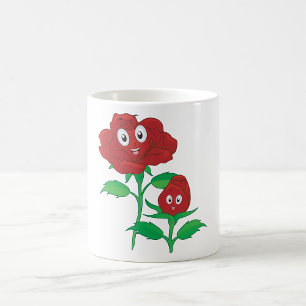 Glückliche rote Rosenfiguren Kaffeetasse