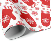 Glückliche rote Weihnachtshandschuhe Geschenkpapier (Rolleneckpunkt)