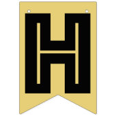 GLÜCKLICHE RUHESTANDS-FAHNE, schwarzer Text auf Wimpelkette (Erste Fahne)