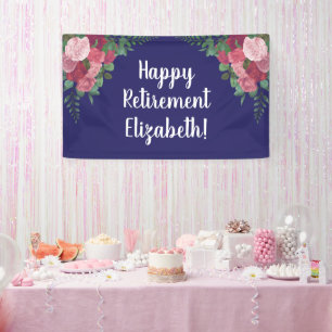 Glückliche Ruhestandsfeier mit Rosen Banner