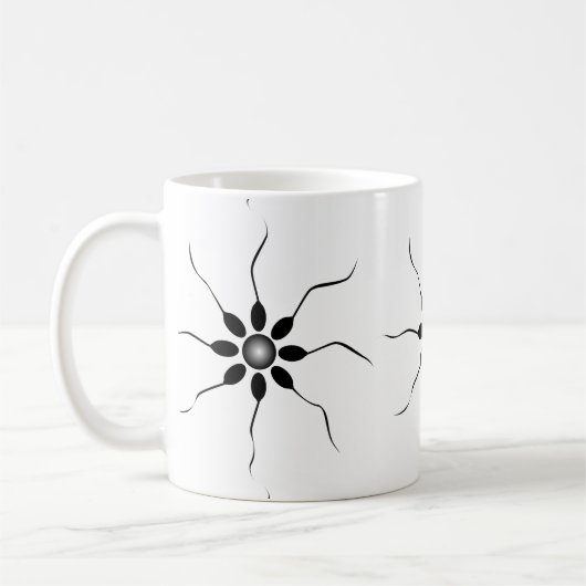 Glückliche Samenzellendüngung. Schwarzweiss Kaffeetasse (Links)