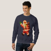 Glückliche Sankt mit Imitat-Weihnachtslichtern Sweatshirt (Vorne ganz)