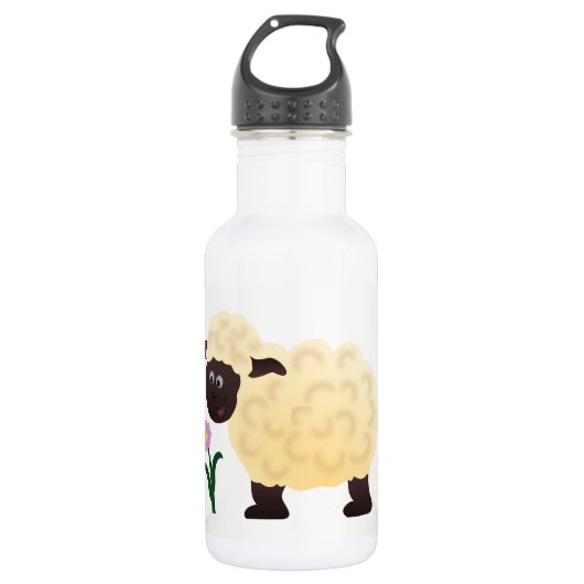 Glückliche Schafe Edelstahlflasche (Vorderseite)