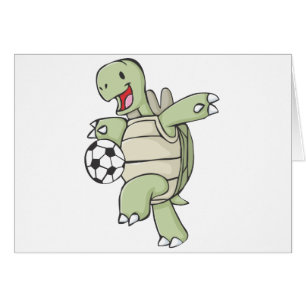 Glückliche Schildkröte, die Fußball spielt