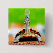 Glückliche Schildkröte mit Blase Button (Vorderseite)