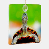 Glückliche Schildkröte mit Blase Keramikornament (Rechts)