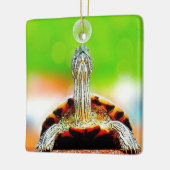 Glückliche Schildkröte mit Blase Keramikornament (Links)