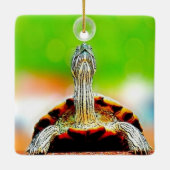 Glückliche Schildkröte mit Blase Keramikornament (Rückseite)