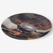 Glückliche Schildkröte Pappteller (Schrägansicht)