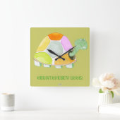 Glückliche Schildkröte Quadratische Wanduhr (Zuhause)