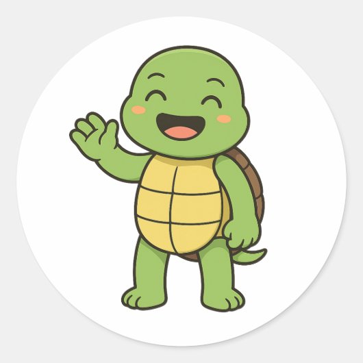 Glückliche Schildkröte Runder Aufkleber (Vorderseite)