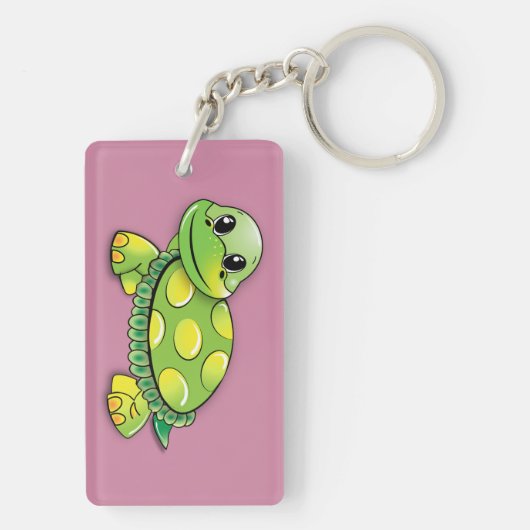 Glückliche Schildkröte Schlüsselanhänger (Rückseite)