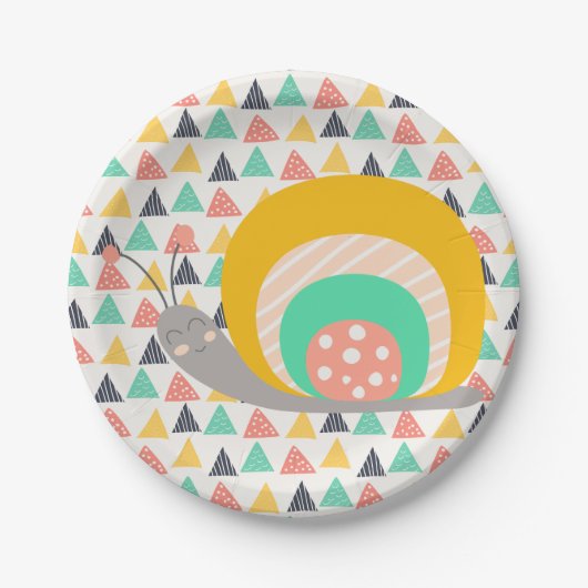 Glückliche Schnecke auf Dreiecken Pappteller (Vorderseite)