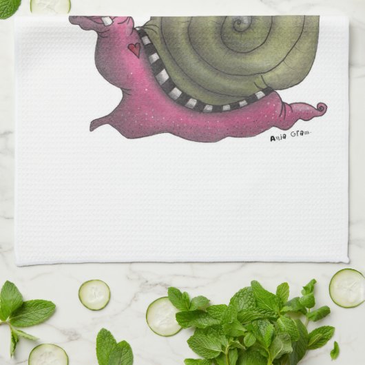 Glückliche Schnecke Geschirrtuch (Gefaltet)