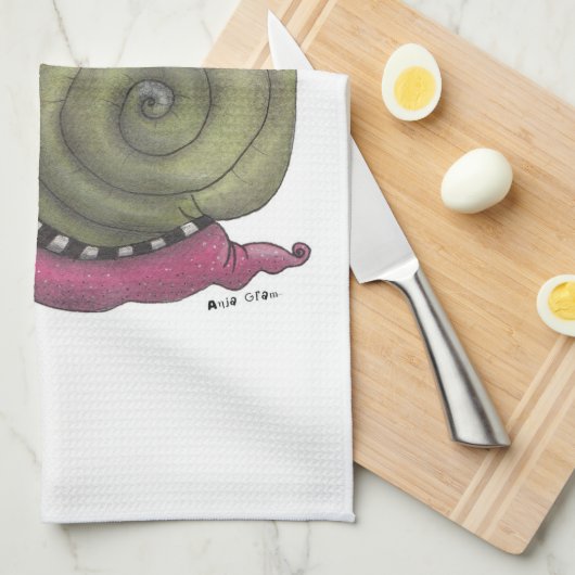 Glückliche Schnecke Geschirrtuch (Viertel Falte)