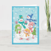 Glückliche Schneemann Retro-Weihnachtskarte Feiertagskarte (Vorderseite)