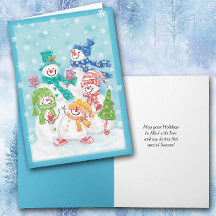 Glückliche Schneemann Retro-Weihnachtskarte Feiertagskarte