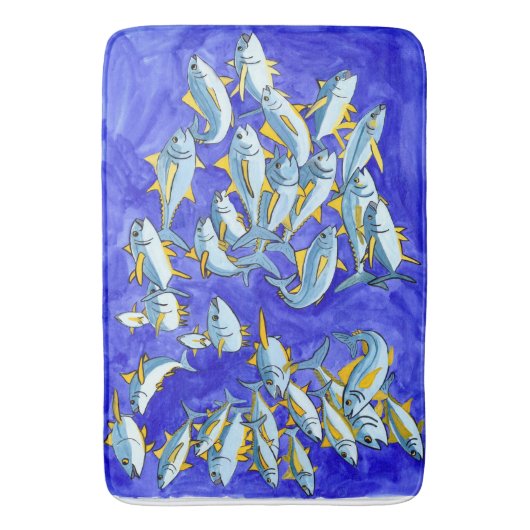 Glückliche Schule des Gelbflossen-Thunfischs Badematte (Vorderseite Vertikal)