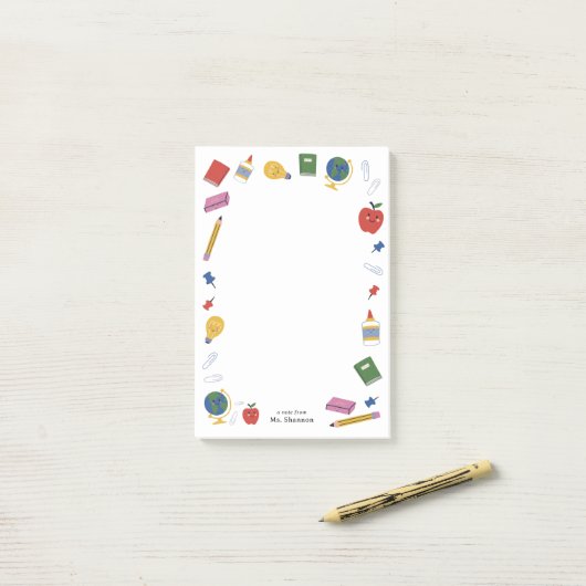 Glückliche Schulnoten des Lehrers Post-it Klebezettel (Auf Schreibtisch)